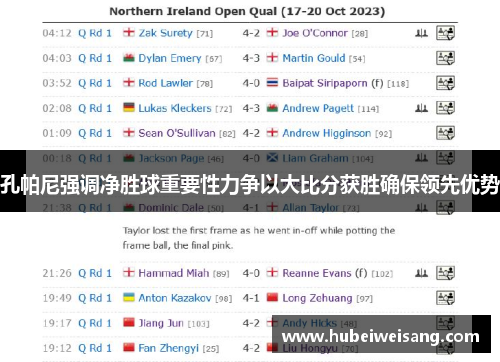 孔帕尼强调净胜球重要性力争以大比分获胜确保领先优势 孔帕尼强调净胜球重要性力争以大比分获胜确保领先优势