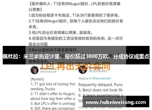 佩杜拉:米兰求购亚沙里,报价超过3000万欧,分成协议成重点 佩杜拉:米兰求购亚沙里,报价超过3000万欧,分成协议成重点